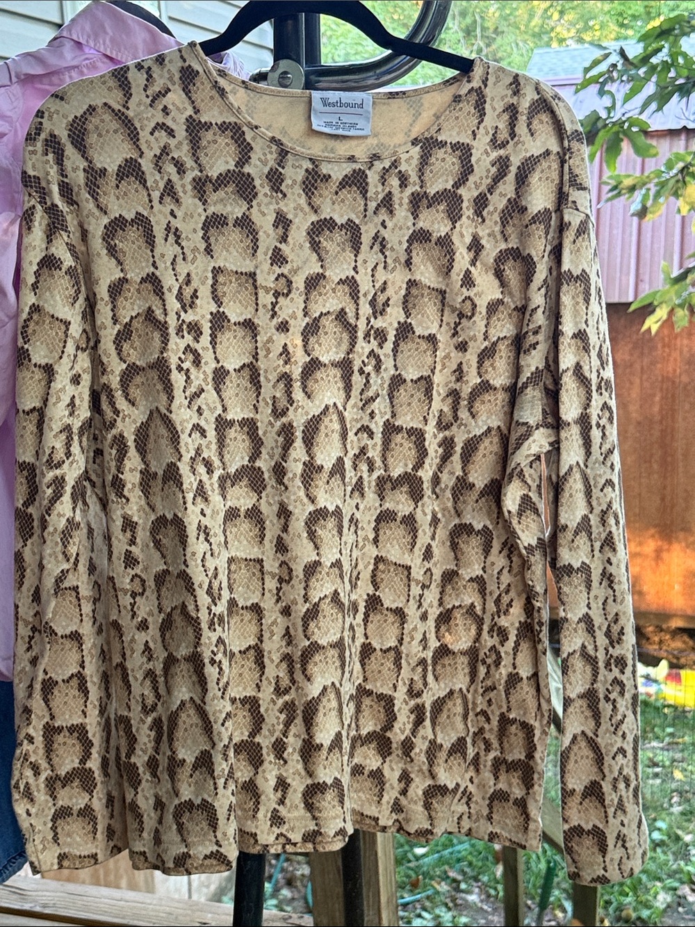Westbound Women’s large Beige and Brown Snake-Print Crew Neck top